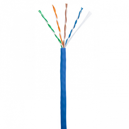 Кабель NETLAN U/UTP 4 пары, Кат.5e (Класс D), 100МГц, одножильный, BC (чистая медь), внутренний, PVC нг(B), синий, 305м