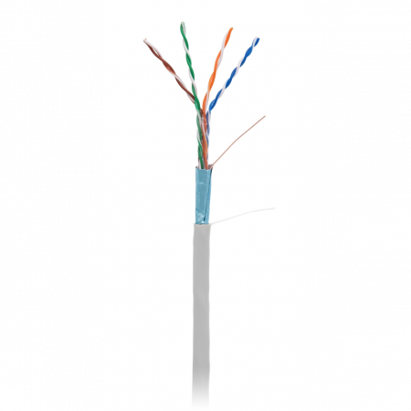 Кабель NETLAN F/UTP 4 пары, Кат.5e (Класс D), 100МГц, одножильный, BC (чистая медь), внутренний, PVC нг(B), серый, 100м