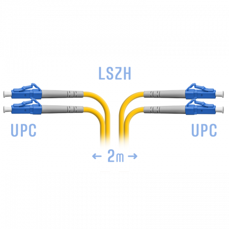 Патчкорд оптический LC/UPC SM Duplex  2 метра