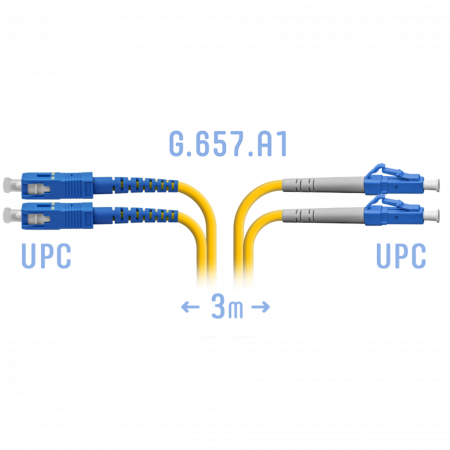 Патчкорд оптический LC/UPC-SC/UPC SM G.657.A1 Duplex 3 метра