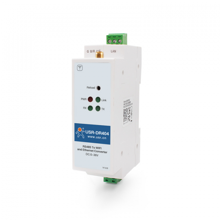 USR-DR404, 1-портовый конвертер интерфейсов RS485 в Wi-Fi/Ethernet на DIN-рейку