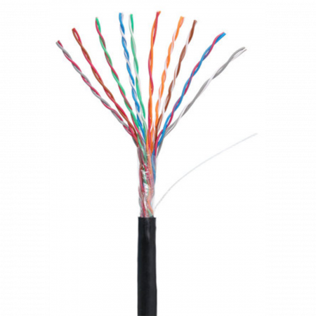 Кабель NETLAN U/UTP 10 пар, Кат.5 (Класс D), 100МГц, одножильный, BC (чистая медь), внешний, PE до -40C, черный, 305м