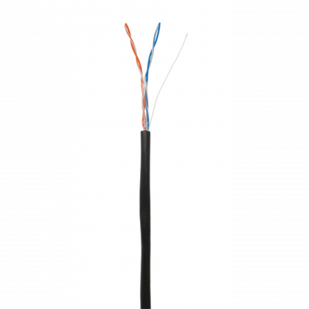 Кабель NETLAN U/UTP 2 пары, Кат.5 (Класс D), 100МГц, одножильный, BC (чистая медь), внешний, PE до -40C, черный, 305м