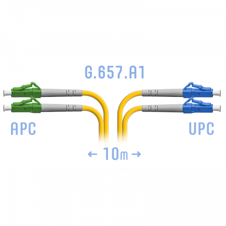 Патчкорд оптический LC/UPC-LC/APC SM G.657.A1 Duplex 10 метров