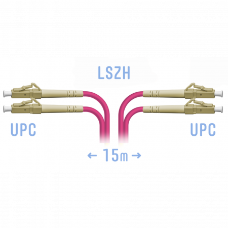 Патчкорд оптический LC/UPC-LC/UPC MM (OM4) Duplex 15 метров