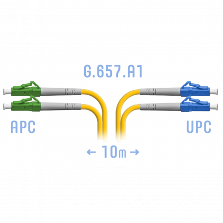 Патчкорд оптический LC/UPC-LC/APC SM G.657.A1 Duplex 10 метров