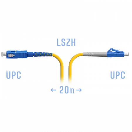 Патчкорд оптический LC/UPC-SC/UPC SM 20метров