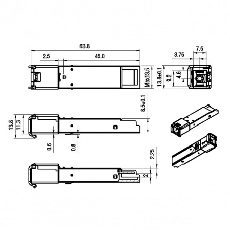 Модуль SFP 2.5G WDM, дальность до 10км (10dB), 1550нм