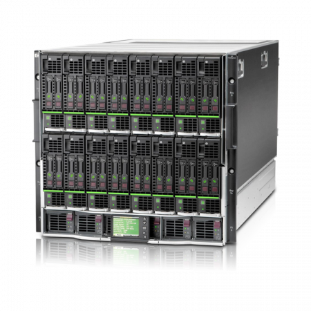 Блейд-система HP c7000, 8 блейд-серверов BL460c Gen8: 2 процессора Intel Xeon 8C E5-2660 2.20GHz, 48GB DRAM, 2x300GB SAS