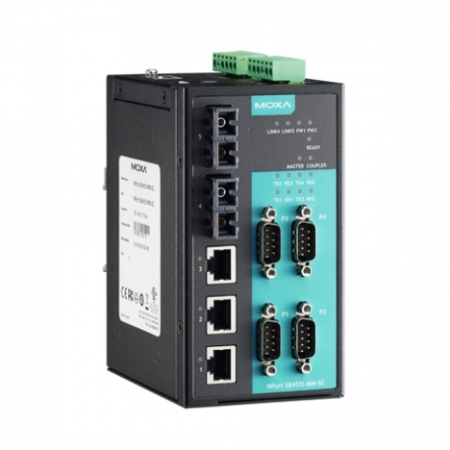 NPort S8455I-SS-SC 4-портовый преобразователь RS-232/422/485 в Ethernet cо встроенным Ethernet-коммутатором
