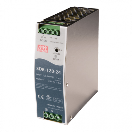 SDR-120-24 Блок питания на DIN-рейку, 24В, 5А, 120Вт Mean Well