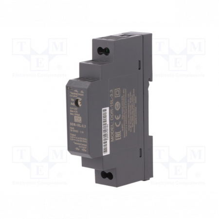DDR-15L-3.3, DC/DC, 15 Вт, вход 18…75 В DC, выход 3,3 В/ 4,5 А, Mean Well