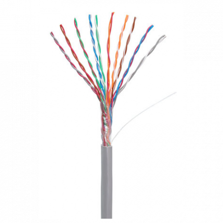 Кабель NETLAN U/UTP 10 пар, Кат.5 (Класс D), 100МГц, одножильный, BC (чистая медь), внутренний, PVC нг(B), серый, 305м