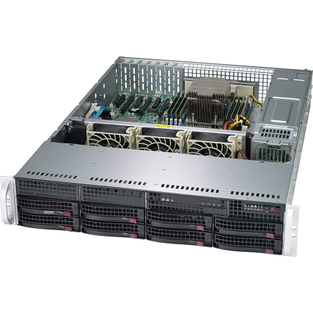 Платформа Supermicro 2U AS-2013S-C0R, До одного процессора AMD Epyc 7002, DDR4,  8x3.5 SAS/SATA HDD, 2x1GBase-T