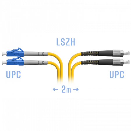 Патчкорд оптический LC-FC/UPC SM Duplex 2метра
