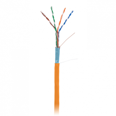 Кабель NETLAN F/UTP 4 пары, Кат.5e (Класс D), 100МГц, одножильный, BC (чистая медь), внутренний, LSZH нг(B)-HF, оранжевый, 305м